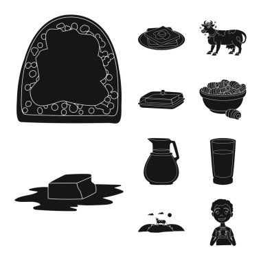 Diyet ve çiftlik logosu vektör illüstrasyon. Web için diyet ve süt stok sembolü koleksiyonu.