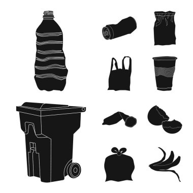 Çöp ve önemsiz logo vektör tasarımı. Atık ve atık stok vektör illüstrasyonunun toplanması.