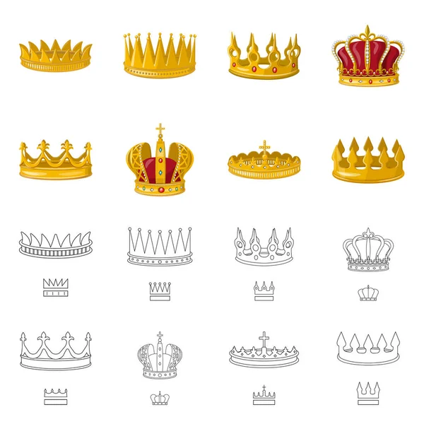 Vector ontwerp van middeleeuwse en symbool van de adel. Collectie van middeleeuwse en monarchie aandelensymbool voor web. — Stockvector