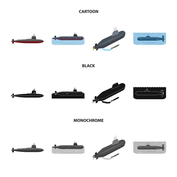 Illustration vectorielle de la guerre et icône du navire. Ensemble de symbole de stock de guerre et de flotte pour le web . — Image vectorielle