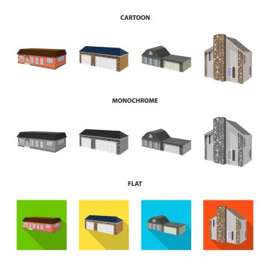 Cephe ve konut logo yalıtılmış nesne. Cephe ve altyapı vektör simgesini hissenin topluluğu.
