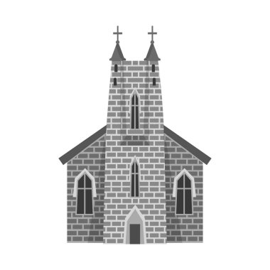 Kilise ve Katolik sembolü vektör illüstrasyon. Kilise ve katedral stok vektör illüstrasyon koleksiyonu.