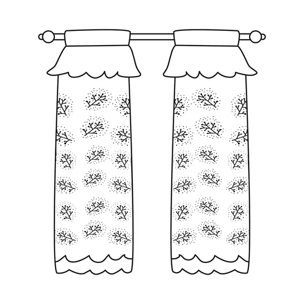 Conception vectorielle de rideau et icône de fenêtre. Ensemble de rideau et icône vectorielle matérielle pour stock . — Image vectorielle