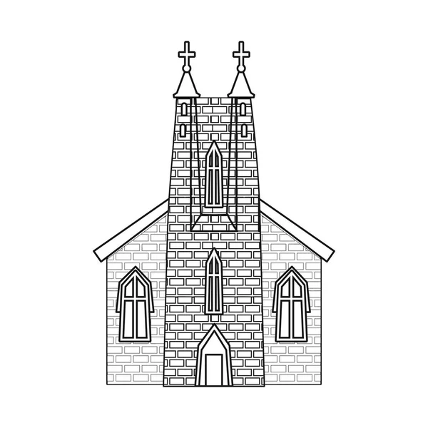 Vector illustratie van kerk en katholieke symbool. Set van kerk en kathedraal voorraad symbool voor web. — Stockvector