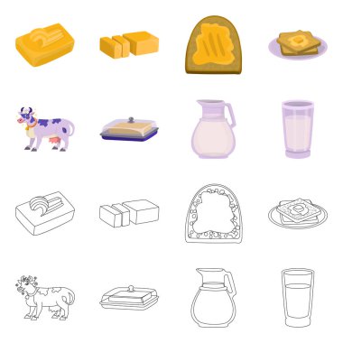Kremsi yalıtılmış nesne ve ürün simgesi. Ayarla, krem ve çiftlik hisse senedi için vektör simgesi.
