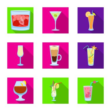 Likör ve restoran simgesi izole nesne. Stok için içki ve madde vektör simgesi koleksiyonu.