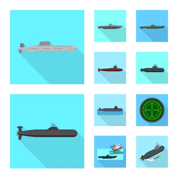 Vektorillustration des militärischen und nuklearen Zeichens. Sammlung von Militär- und Schiffsvektorsymbolen für Aktien. — Stockvektor