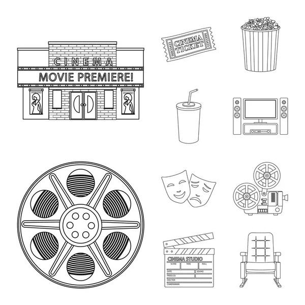 Ilustración vectorial de la cinematografía y el símbolo del estudio. Colección de fotografía y entretenimiento icono vectorial para stock . — Vector de stock