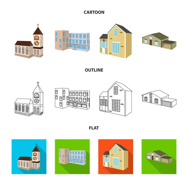 Wektor ilustracja elewacji i obudowa znak. Kolekcja ikony wektor elewacji i infrastruktury na magazynie. — Wektor stockowy