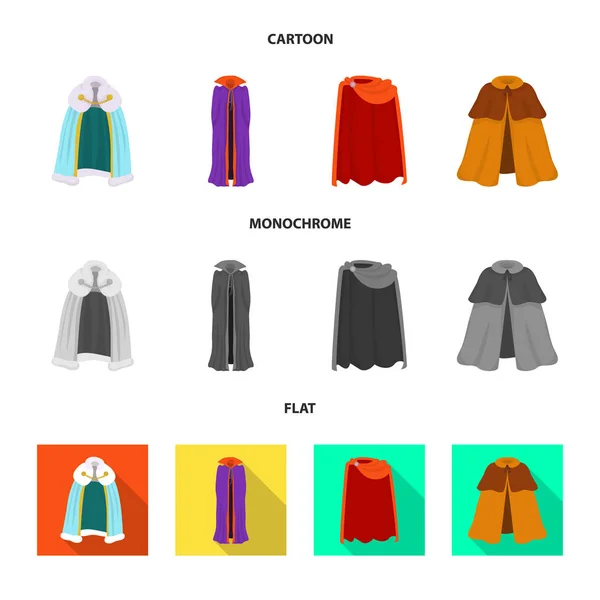 Ilustración vectorial del icono de material y ropa. Conjunto de material e ilustración de vectores de prendas de vestir . — Archivo Imágenes Vectoriales