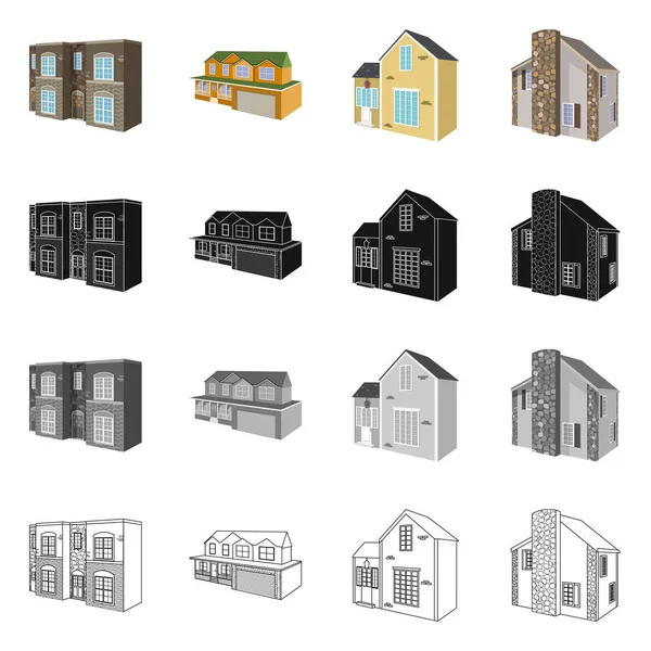 Conception vectorielle de façade et icône du logement. Illustration vectorielle des façades et des infrastructures . — Image vectorielle