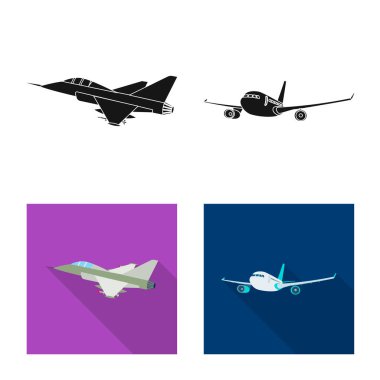 Uçak ve taşıma simge vektör tasarımı. Uçak ve gökyüzü hisse senedi simgesi için web topluluğu.