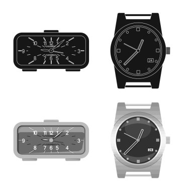 Saat ve saat simge vektör tasarımı. Saat ve daire hisse senedi simgesi için web topluluğu.