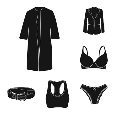 Kadın ve giyim logo yalıtılmış nesne. Kadın ve giyim hisse senedi vektör çizim topluluğu.