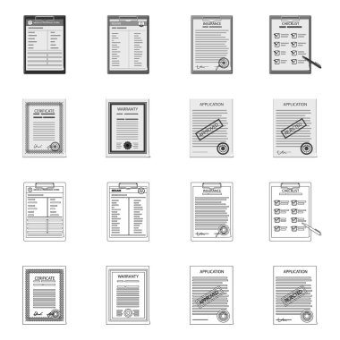 Form ve belge simgesinin vektör tasarımı. Web formu ve mark hisse senedi simgesi topluluğu.