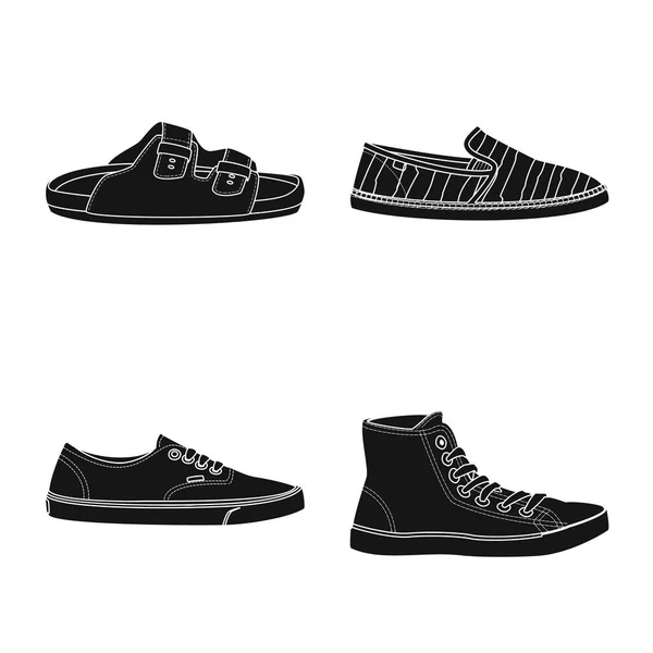 Ilustração vetorial do ícone sapato e calçado. Conjunto de calçado e pé símbolo de estoque para web . — Vetor de Stock