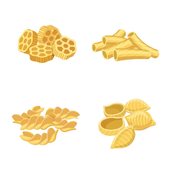 Objeto aislado de pasta y logotipo de carbohidratos. Colección de pasta y macarrones símbolo de stock para web . — Archivo Imágenes Vectoriales