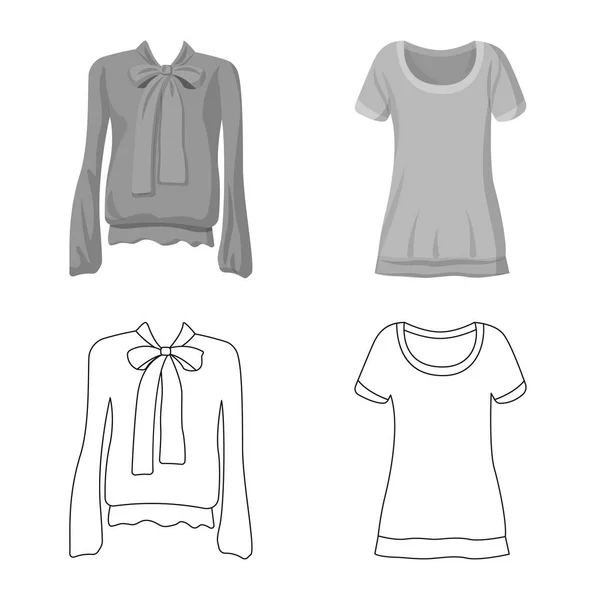 Vektor design av kvinna och kläder symbol. Uppsättning av kvinna och bära aktiesymbol för webben. — Stock vektor