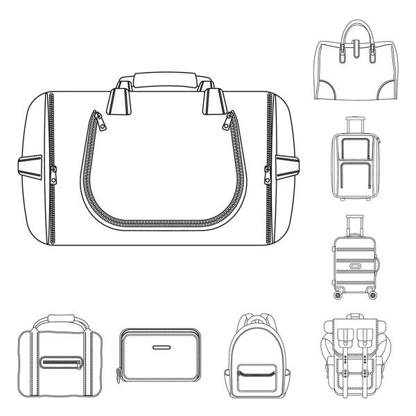 Objet isolé de la valise et du logo des bagages. Ensemble de valise et symbole de stock de voyage pour le web . — Image vectorielle