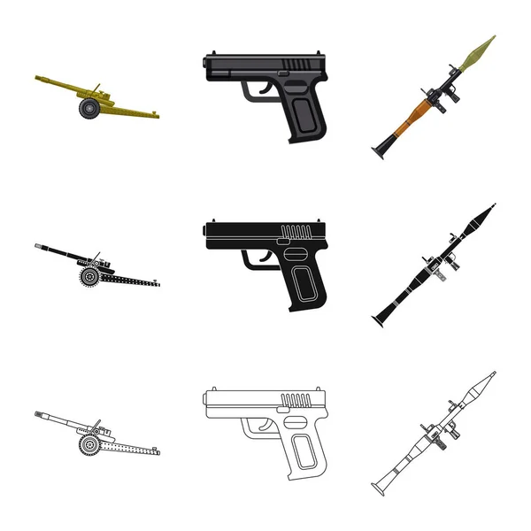 Isolated object of weapon and gun icon. Collection of weapon and army vector icon for stock. — Stock Vector