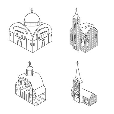 Mimari ve bina işareti vektör illüstrasyon. Mimarlık ve din adamları stok vektör illüstrasyon koleksiyonu.