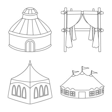 Çatı ve katlama işareti vektör tasarımı. Web için çatı ve mimari stok sembolü koleksiyonu.