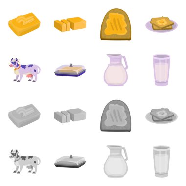 Kremsi yalıtılmış nesne ve ürün işareti. Ayarla, krem ve çiftlik stok vektör çizim.