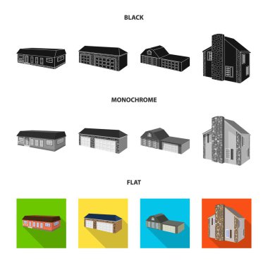 Cephe ve konut işareti tasarımı vektör. Cephe ve altyapı hisse senedi simgesi için web topluluğu.