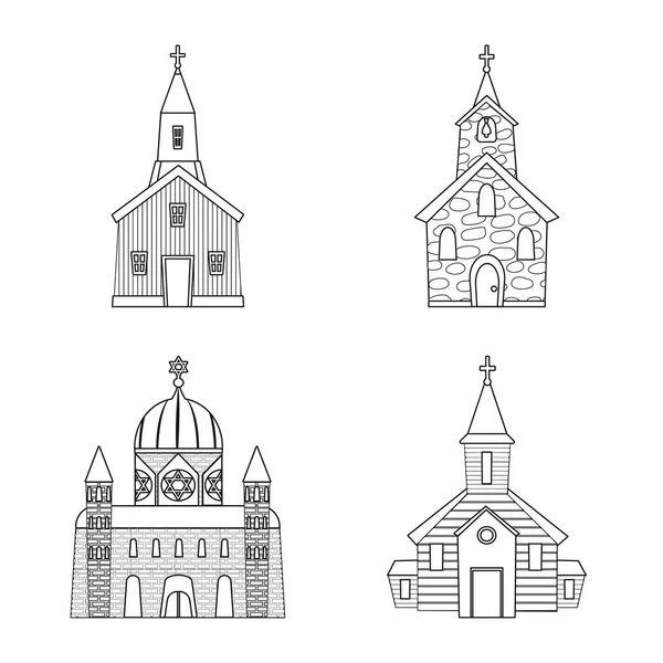 Ilustración vectorial de arquitectura y símbolo de fe. Colección de arquitectura e icono de vector de templo para stock . — Vector de stock