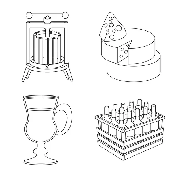 Векторная иллюстрация значка напитка и производства. Набор напитков и символ запасов ресторана для интернета . — стоковый вектор