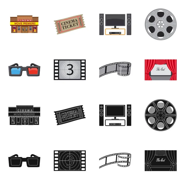 Ilustración vectorial de la televisión y el símbolo de filmación. Colección de la televisión y el icono del vector de visualización para stock . — Archivo Imágenes Vectoriales