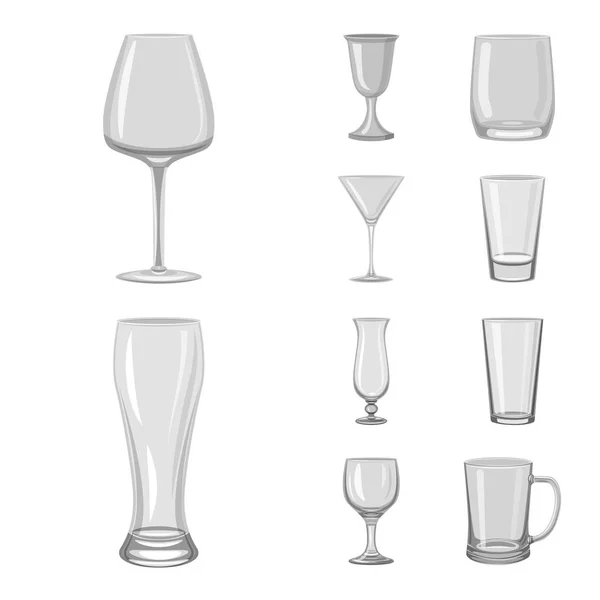 Векторная иллюстрация емкости и иконки стеклянной посуды. Набор векторной иллюстрации емкости и запасов ресторана . — стоковый вектор