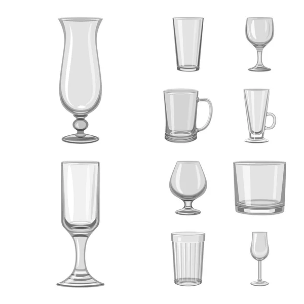 Векторний дизайн ємності та символу скляного посуду. Збірка місткості та векторна іконка ресторану на складі . — стоковий вектор
