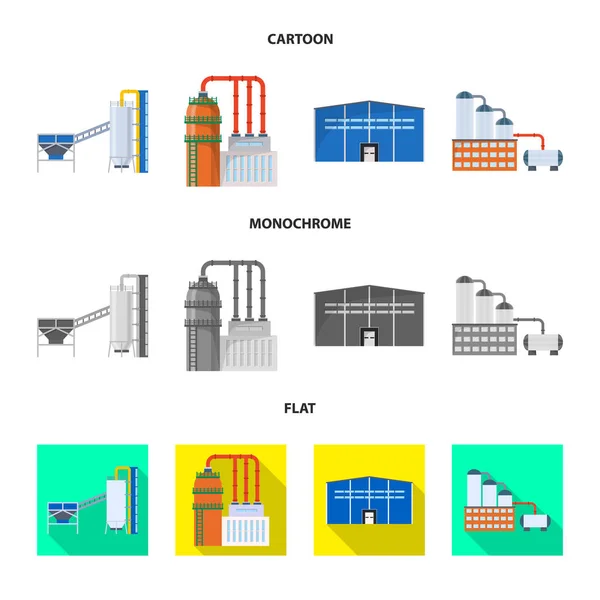 Векторная иллюстрация производственного и структурного знака. Комплект производственных и технологических векторных значков для склада . — стоковый вектор