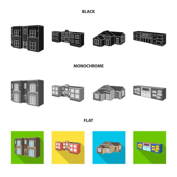 Conception vectorielle de façade et icône du logement. Collection de façade et infrastructure stock symbole pour le web . — Image vectorielle