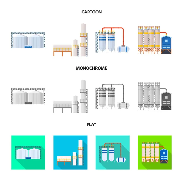 Illustration vectorielle du logo de production et de structure. Ensemble d'illustration vectorielle de stock de production et de technologie . — Image vectorielle