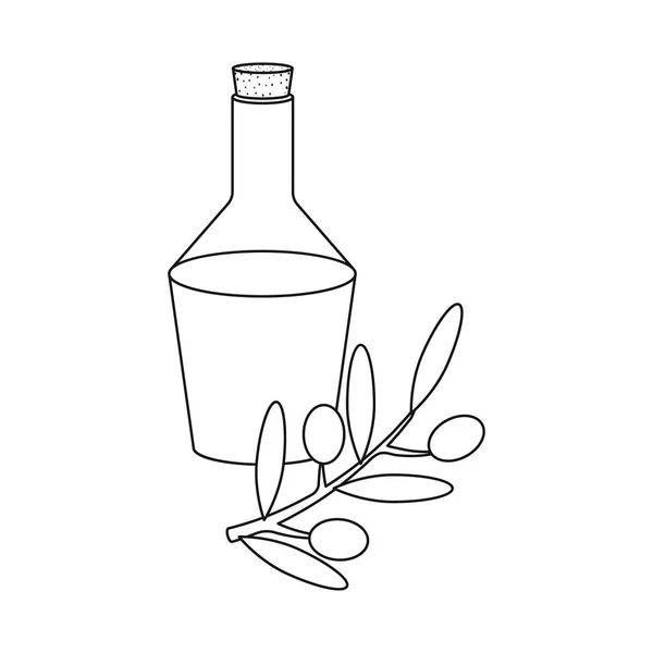 Oggetto isolato di simbolo dell'oliva e dell'olio. Raccolta del simbolo del brodo di oliva e bottiglia per il web . — Vettoriale Stock