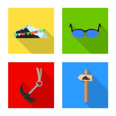 Dağcılık ve tepe logo yalıtılmış nesne. Kamp ve dağcılık topluluğu stok vektör çizim.