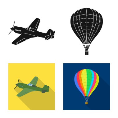 İllüstrasyon işareti uçak ve ulaşım vektör. Uçak ve gökyüzü hisse senedi simgesi için web topluluğu.