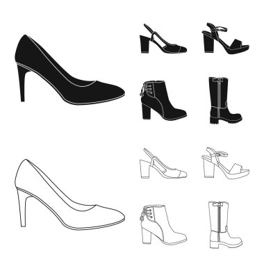 Ayakkabı ve kadın logo vektör Illustration. Ayakkabı gibi ayarla ve vektör simge stok ayak.