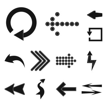 Yalıtılmış nesne öğesi ve ok işareti de olabilir. Öğe ve yön hisse senedi vektör çizim topluluğu.