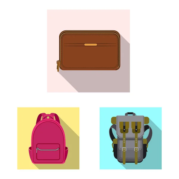 Objet isolé de valise et icône de bagage. Collection de valise et symbole de stock de voyage pour le web . — Image vectorielle