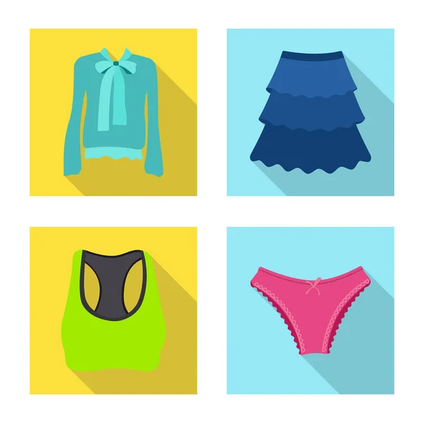 Diseño vectorial de mujer e icono de la ropa. Conjunto de mujer y desgaste símbolo de stock para la web . — Vector de stock