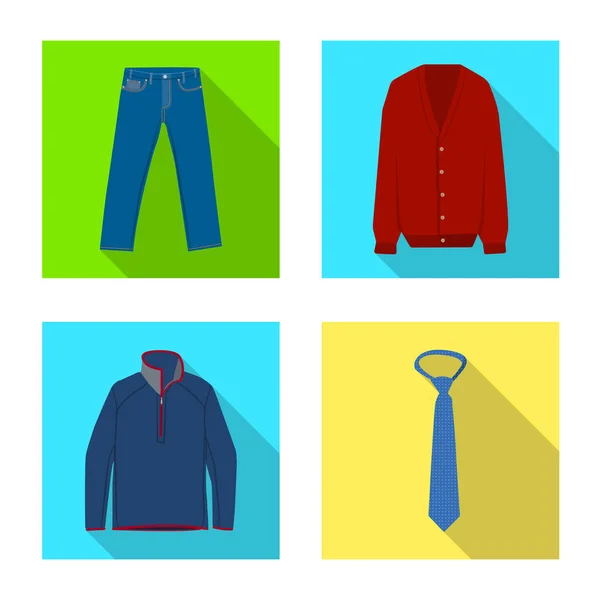 Objeto aislado del hombre y el icono de la ropa. Conjunto de hombre y desgaste símbolo de stock para la web . — Vector de stock