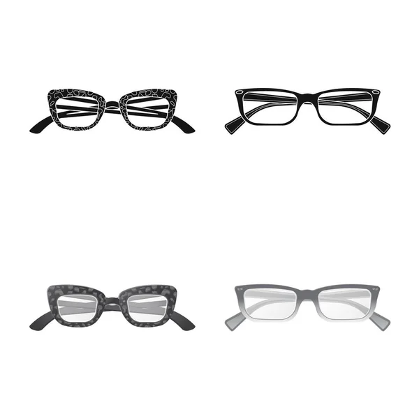 Vector illustration of glasses and frame icon. Collection of glasses and accessory vector icon for stock. — Stock Vector