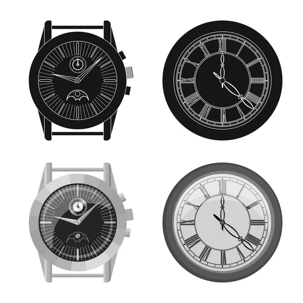 Vektorová design hodiny a čas symbolu. Sbírka hodin a kruh vektorové ikony pro stock. — Stockový vektor
