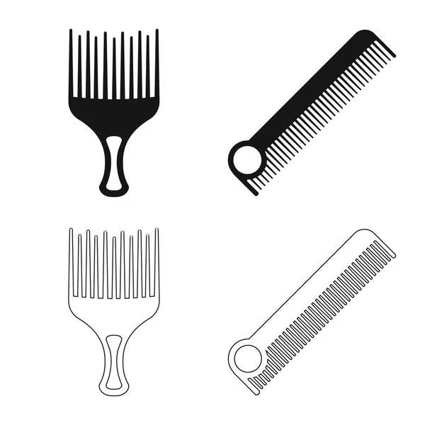 Ilustración vectorial del pincel y el símbolo del cabello. Conjunto de cepillo y cepillo para web . — Vector de stock