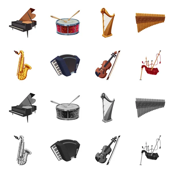 Objeto aislado de música y símbolo de melodía. Colección de música y herramienta de stock símbolo para la web . — Archivo Imágenes Vectoriales