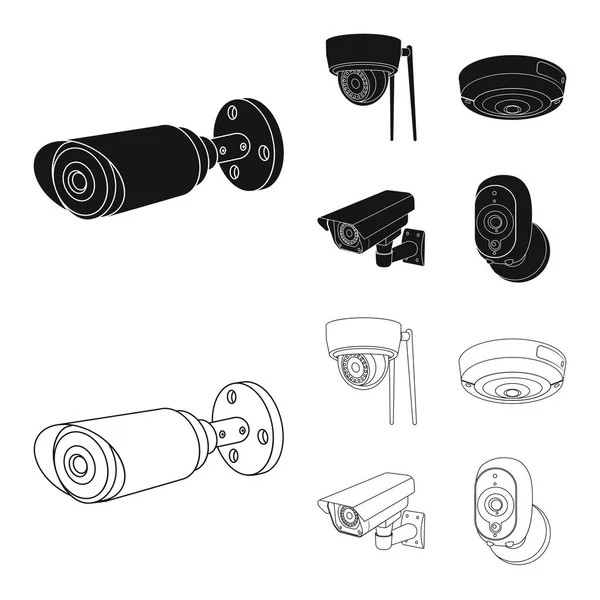 Objeto isolado de cctv e sinal de câmera. Conjunto de cctv e ícone do vetor do sistema para estoque . —  Vetores de Stock