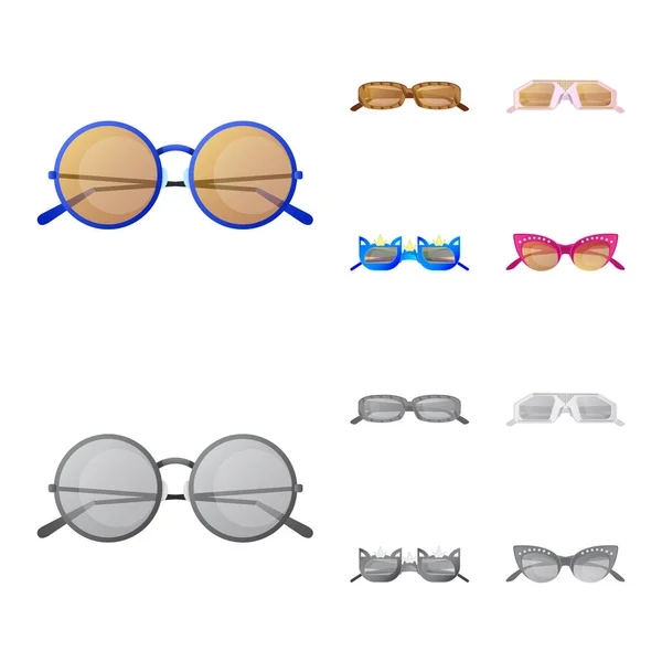 Vector illustration of glasses and sunglasses icon. Set of glasses and accessory stock symbol for web. — Stock Vector